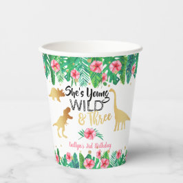 Young Wild & Three Dinosaur Girls Dritter Geburtst Pappbecher
