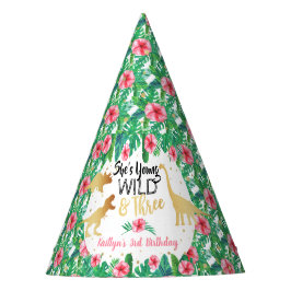 Young Wild & Three Dinosaur Girls Dritter Geburtst Partyhütchen