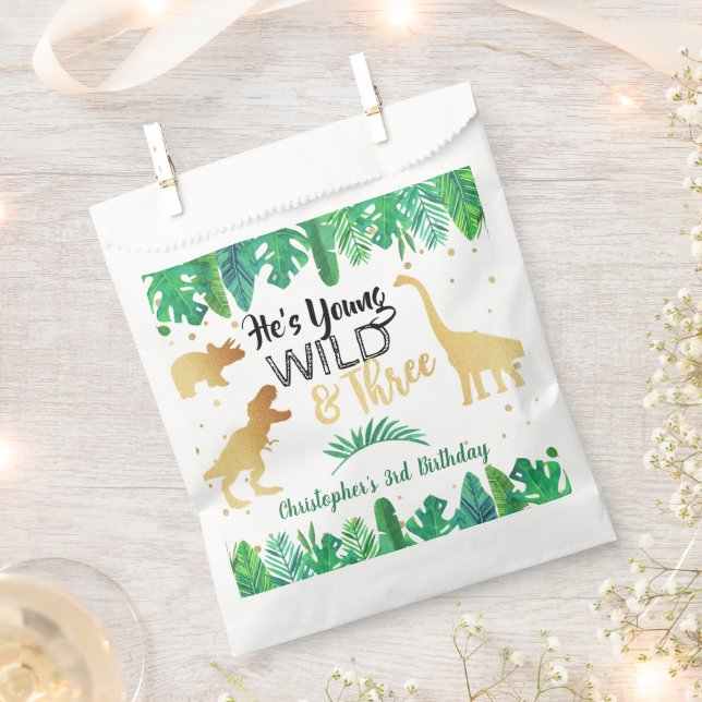 Young Wild & Three Dinosaurier Boys Dritter Geburt Geschenktütchen (Ausgeschnitten)