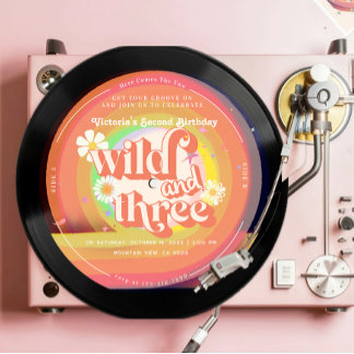 Young Wild Three Groovy daisy Regenbogen Einladung