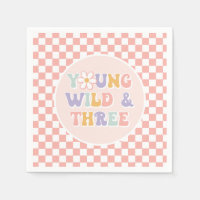 Young Wild Three Groovy Pink Daisy Schachbrett