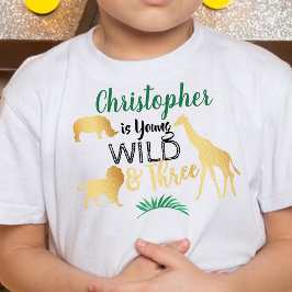 Young Wild & Three Jungle Safari Boys 3. Geburtsta Kleinkind T-shirt