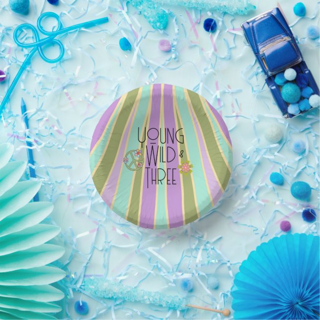 Young, Wild & Three | Kid Birthday Bowls | Kühle Pappteller (Party)