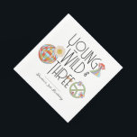 Young, Wild & Three | Kid Birthday Napkins | Snack Serviette<br><div class="desc">Wirf deinem wilden Kind eine Geburtstagsparty? Fügen Sie diese Papierservietten hinzu, um sicherzustellen, dass die Videos fließen 😎 Alle Texte sind anpassbar! Verfügbar in einer Vielzahl von Optionen Stile!</div>