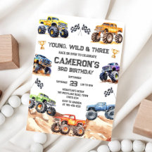 Young, Wild & Three Monster Truck Junge 3. Geburts