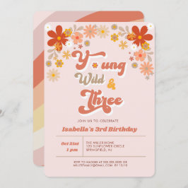 Young Wild & Three Retro 3. Geburtstag Einladung