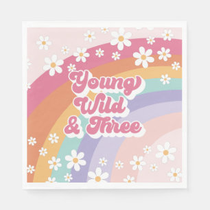 Young Wild Three Retro Rainbow 3. Geburtstag Serviette