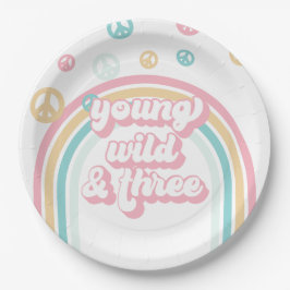 Young Wild Three Retro Summer Rainbow Pappteller
