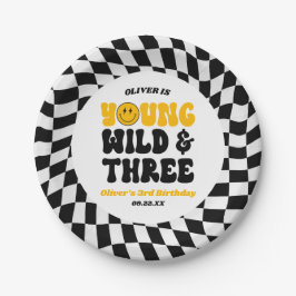 Young Wild & Three Retro Third 3rd Birthday Party Pappteller