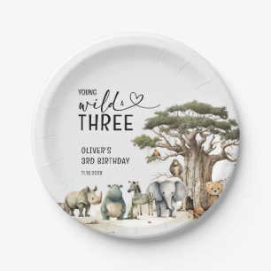 Young Wild Three Safari 3. Geburtstag Begrüßungsze Pappteller