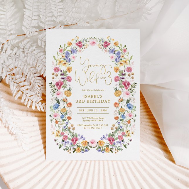 Young Wild & Three Wildblume Meadow 3. Geburtstag Einladung (Von Creator hochgeladen)