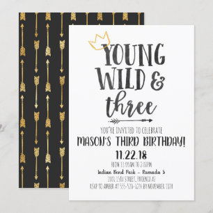 Young Wild und Drei Geburtstag Einladung