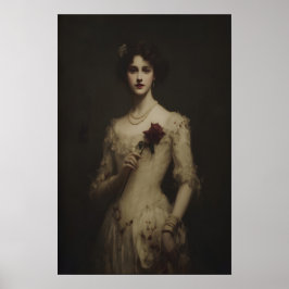 Young Woman Holding Wilted Rose, Gothic Victorian  Poster