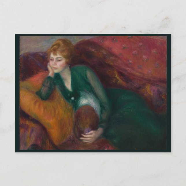 Young Woman in Green, William James Glackens Postkarte (Vorderseite)