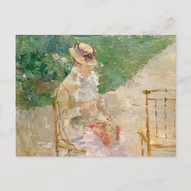 Young Woman Knitting | Berthe Morisot Postkarte (Vorderseite)