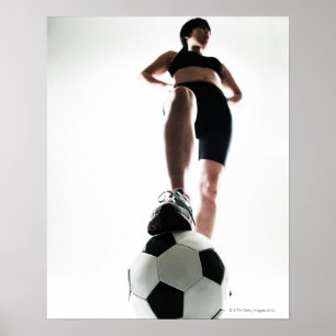 young woman training,football poster