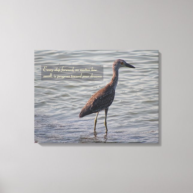 Young Yellow Crowning Heron Inspiration Zitat Leinwanddruck (Vorderseite)
