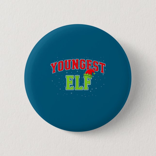 Youngest Elf Christmas Family Matching Group Xmas  Button (Vorderseite)