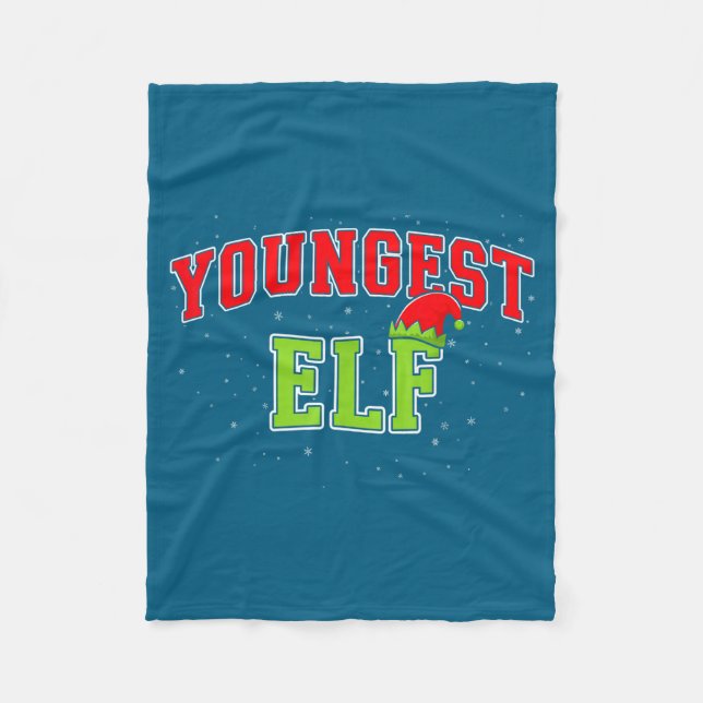 Youngest Elf Christmas Family Matching Group Xmas  Fleecedecke (Vorderseite)