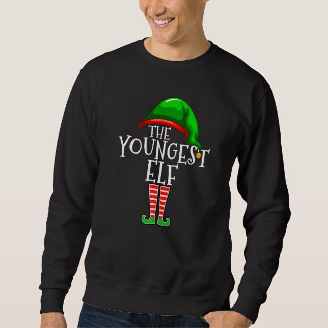 Youngest Elf  Family Matching Group Christmas Sweatshirt (Vorderseite)