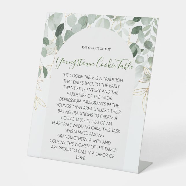 YOUNGSTOWN COOKIE TABLE SIGN WEDING SOCKELSCHILD (Vorderseite)