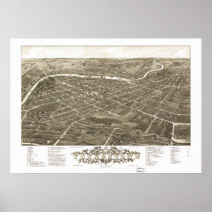 Youngstown Ohio 1882 Antique Panoramabalkarte Poster