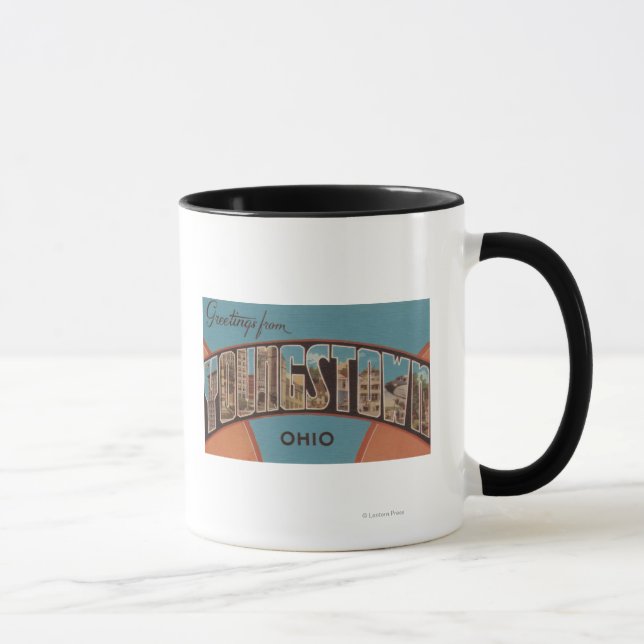 Youngstown, Ohio - Große Buchstabenszenen Tasse (Rechts)