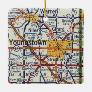 Youngstown Retro Map Keramikornament