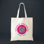 Your Branded Promotional QR Code Tote Bag Example Tragetasche<br><div class="desc">Custom Fonts and Colors - Design Your Own Personalized Tote Bags example with Your QR Code Scan Info and Custom Text Branded Promotional Business or Personal Modern Tote Bag / Accessories / Corporate Gifts - Add Your QR Code - Image - Photo or Logo / Text - Name or other...</div>