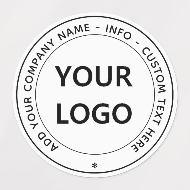 Your Business Logo and Custom Text Round Labels Etiketten (Design 1)