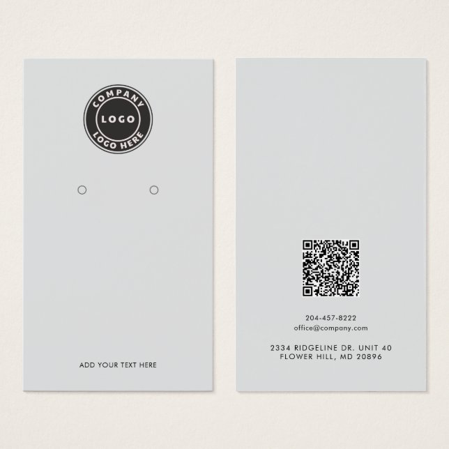 Your Business Logo QR Code Earrings Display Card (Vorne & Hinten)