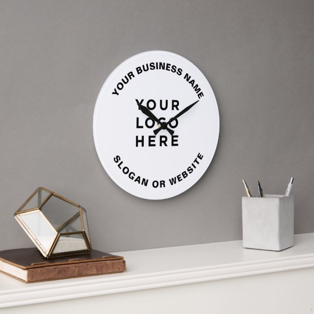 Your Business Logo Simple and Professional Große Wanduhr (Büro)