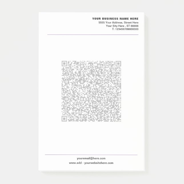 Your Business Post-it® Notes Template with QR Code (Devant)