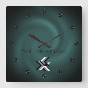 YOUR COMPANY LOGO,personalized,add your text Large Quadratische Wanduhr