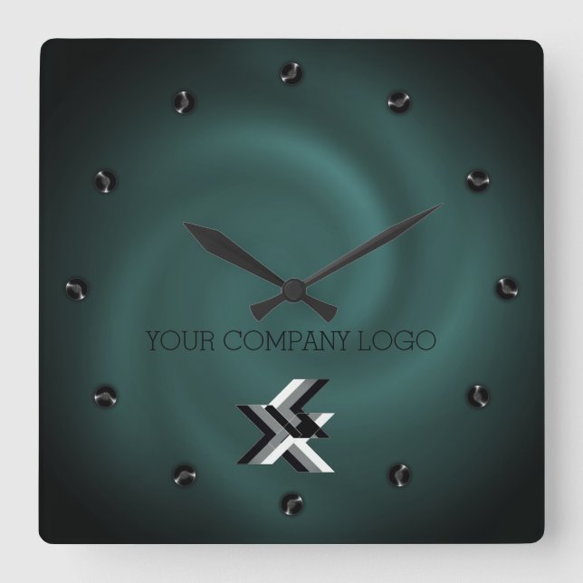 YOUR COMPANY LOGO,personalized,add your text Large Quadratische Wanduhr (Vorderseite)