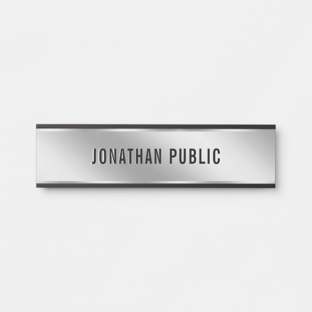 Your Custom Text Elegant Modern Simple Silver Home Türschild (Vorderseite )