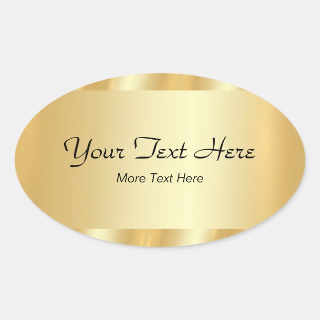 Your Custom Text Elegant Script Template Gold Ovaler Aufkleber (Vorderseite)