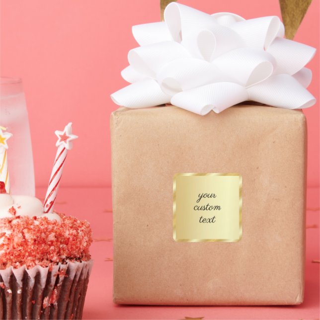 Your Custom Text Gold Template Typography Script Quadratischer Aufkleber (Party)