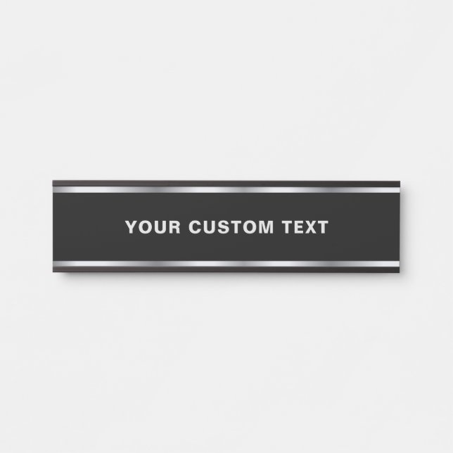 Your Custom Text Modern Black & Silver Template Türschild (Vorderseite )