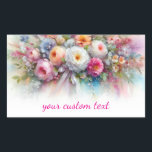 Your Custom Text Watercolor Flowers Art Painting Rechteckiger Aufkleber<br><div class="desc">Your Custom Text Modern Elegant Watercolor Floral Art Template Handwriting Script Classic Rectangle Sticker.</div>
