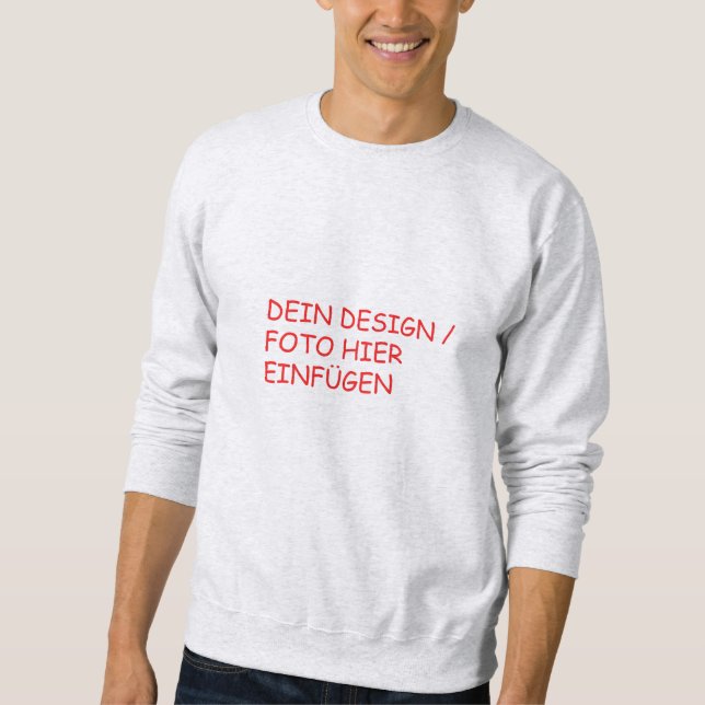 YOUR DESIGN/TEXT/PHOTO Gentlemen light gray Sweatshirt (Vorderseite)
