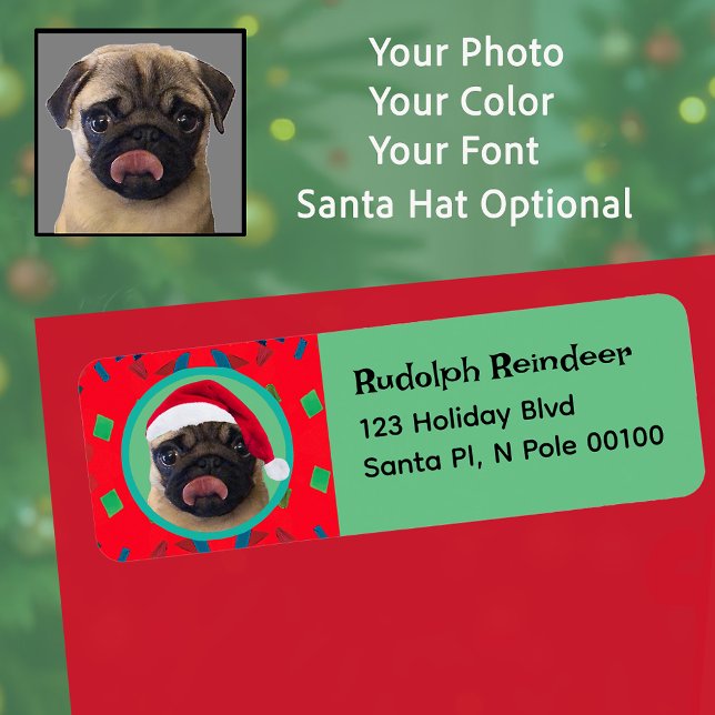Your Dog Photo-Add Our Santa Hat-Holiday Green Red (Von Creator hochgeladen)