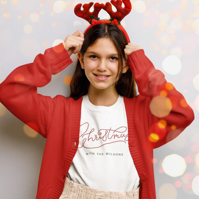 Your Family Christmas Modern Script Family Name T-Shirt (🎄👨‍👩‍👧‍👦 #FestiveFamily #ChristmasStyle)