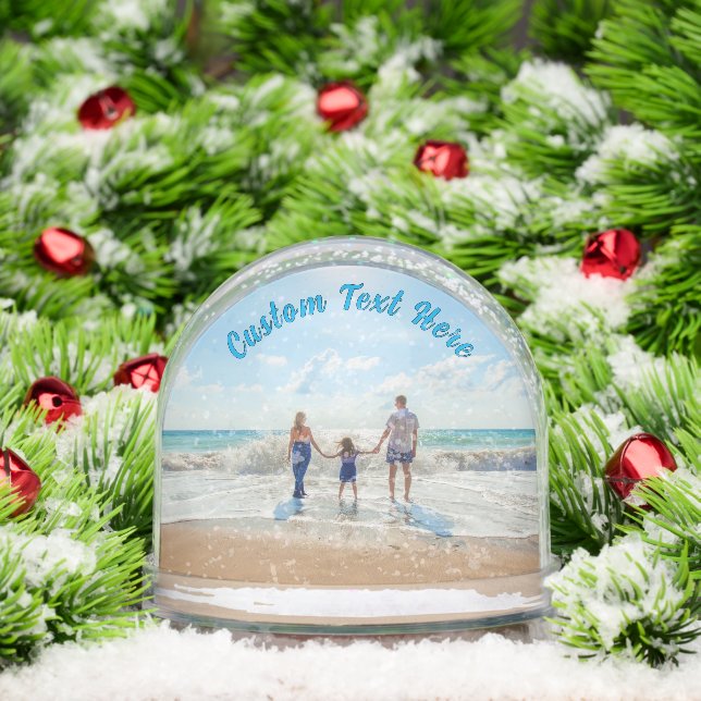 Your Family Photo with Custom Text Personalized Schneekugeln (Weihnachten)