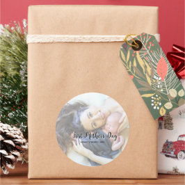Your First Mother's Day personalised photo &Quote Runder Aufkleber
