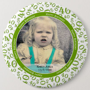 Your Foto: 40th Random Number Pattern Green/White Button