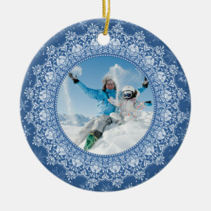 YOUR foto in Elegant Frame custom ornaments Keramik Ornament