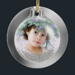 Your Foto into Silver Christmas Ball Custom Keramik Ornament<br><div class="desc">Your Foto into Silver Christmas Ball Custom Ceramic Ornament. Choose background color and logo size. Custom Your Foto von Christmas Tree Decor gift Ceramic Ornament in silver shining tones</div>