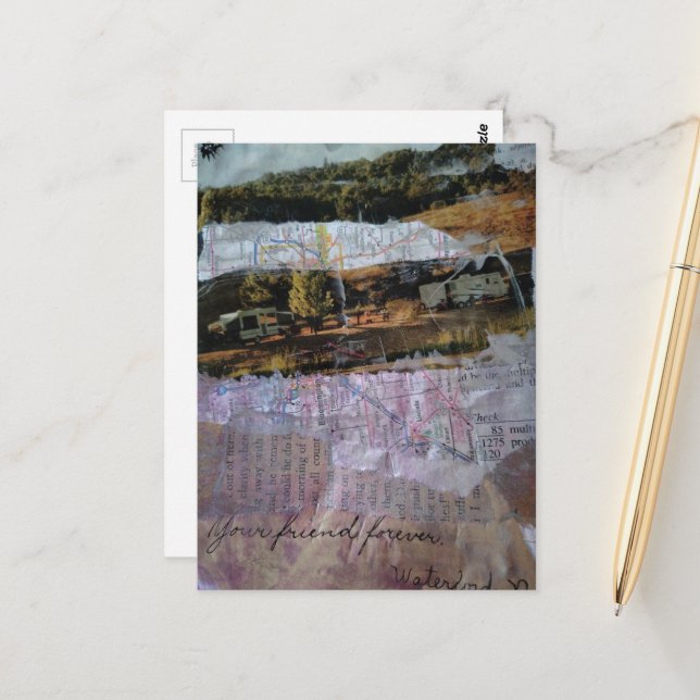 Your Friend Forever mixed media collage Postkarte (Vorderseite/Rückseite Beispiel)