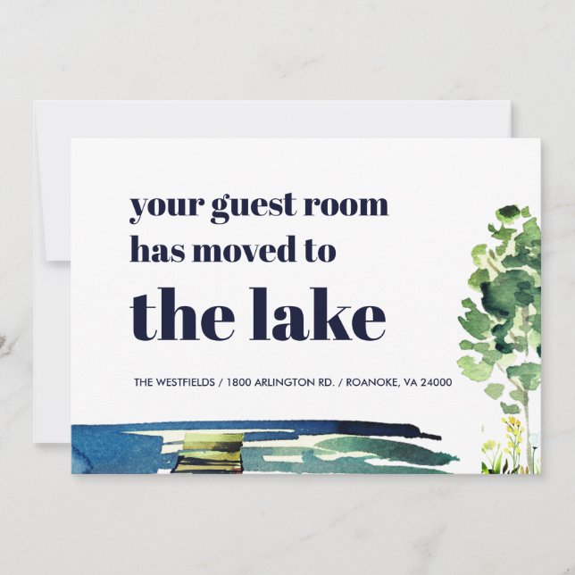 Your Guest Room Has Moved to the Lake New Home Ankündigung (Vorderseite)